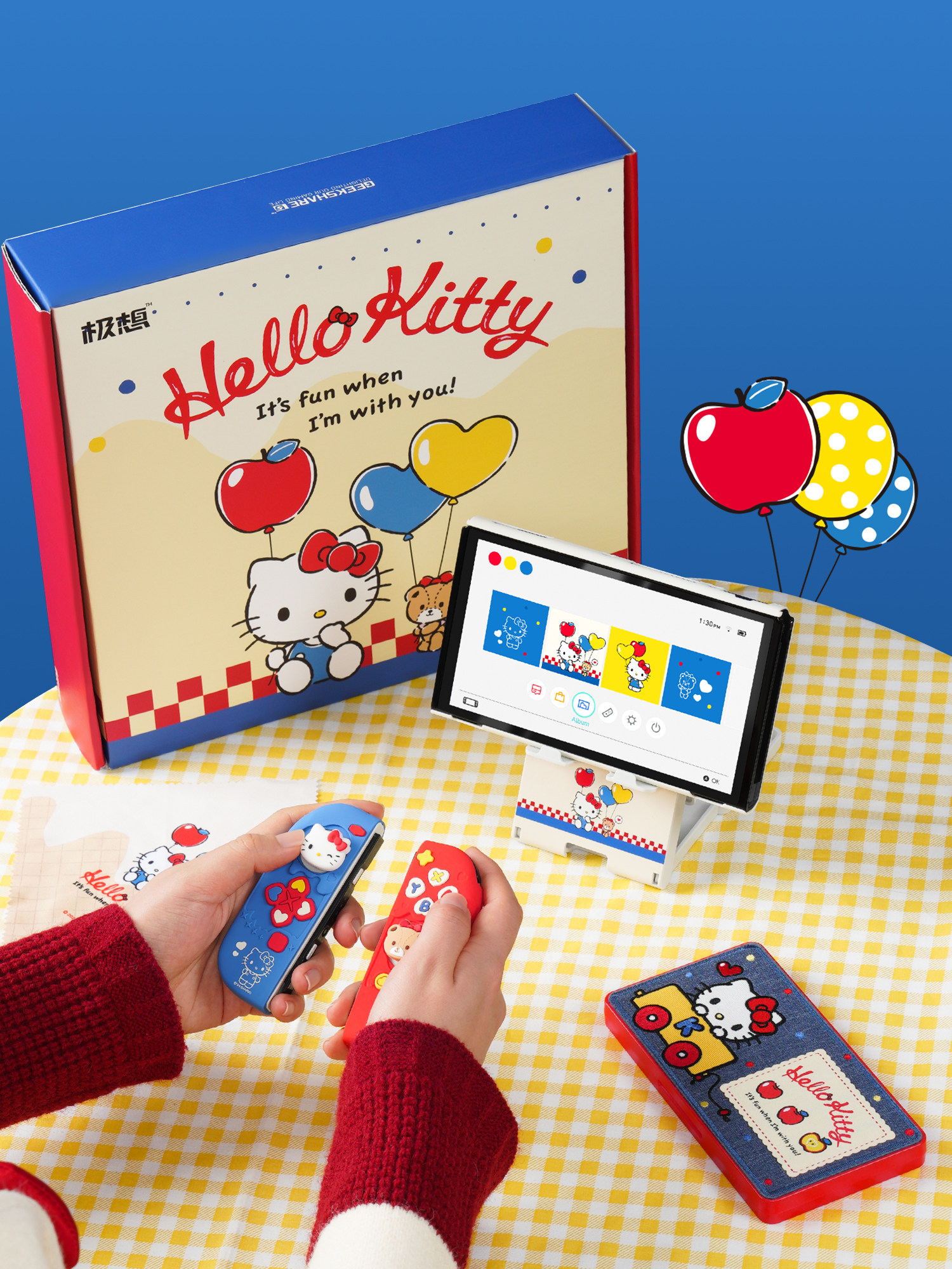 EXTREME NINTENDO SWITCH PROTECTIVE SETOLED LIMITED GIFT BOXHELLOKITTY CO-BRANDED NEW YEARS GIFT FOR GIRLFRIEND PROTECTIVE CASESTORAGE BAGJOYSTICK CAPCARD BOXTEMPERED FILM ACCESSORIES