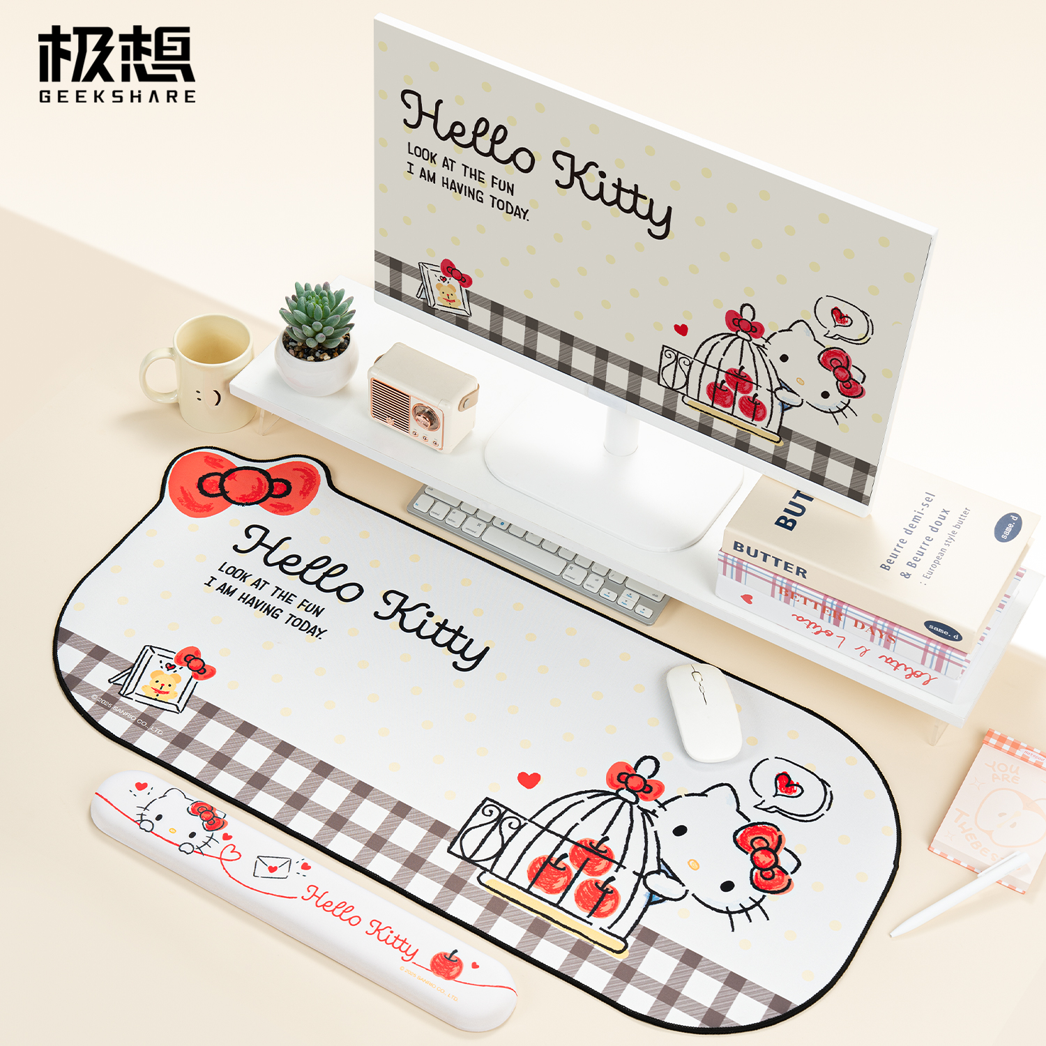 极想HelloKitty红苹果鼠标垫腕托