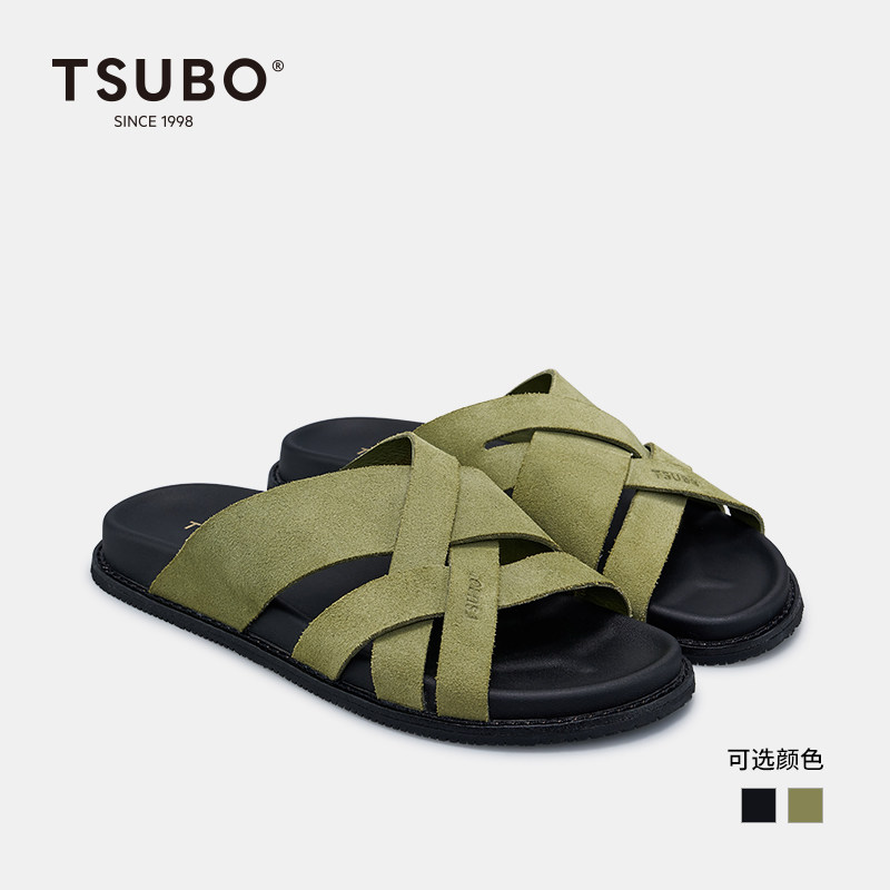 尺不TSUBO鞋 URBAN SLIDE系列 时尚潮流舒适交叉绑带半拖