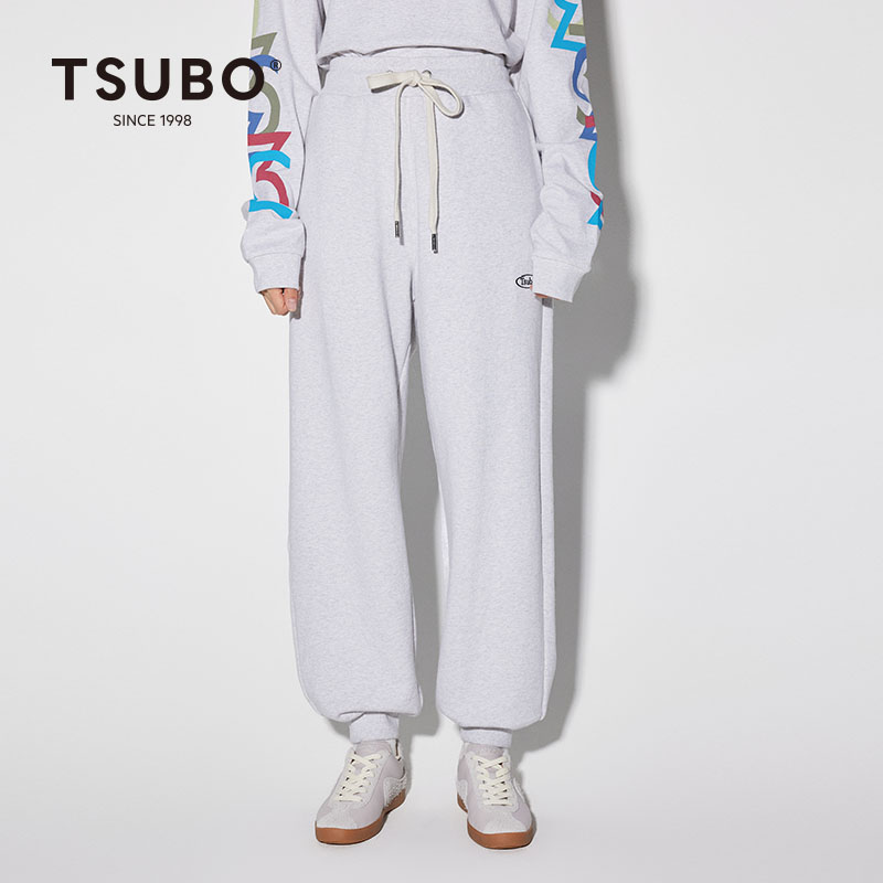 尺不TSUBO 新款时尚宽松直筒休闲棉质垂感百搭运动卫裤