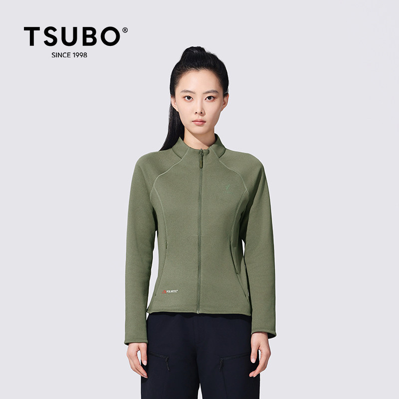 TSUBO尺不户外运动女款徒步拉链轻薄潮流抓绒上衣图片