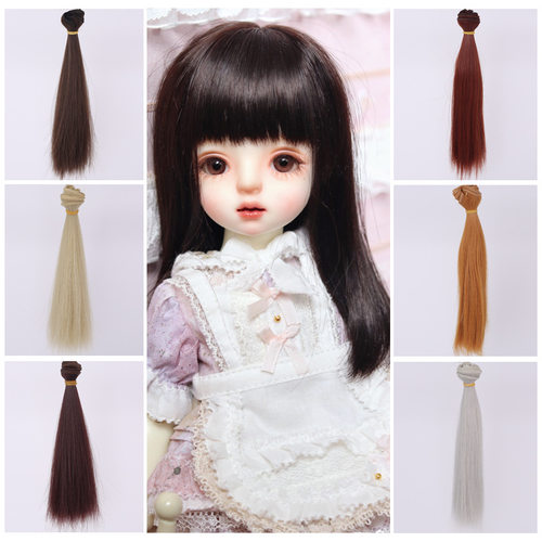 越洋直销新款BJD SD娃娃高温丝假发发排直发可儿娃娃头发多色20cm