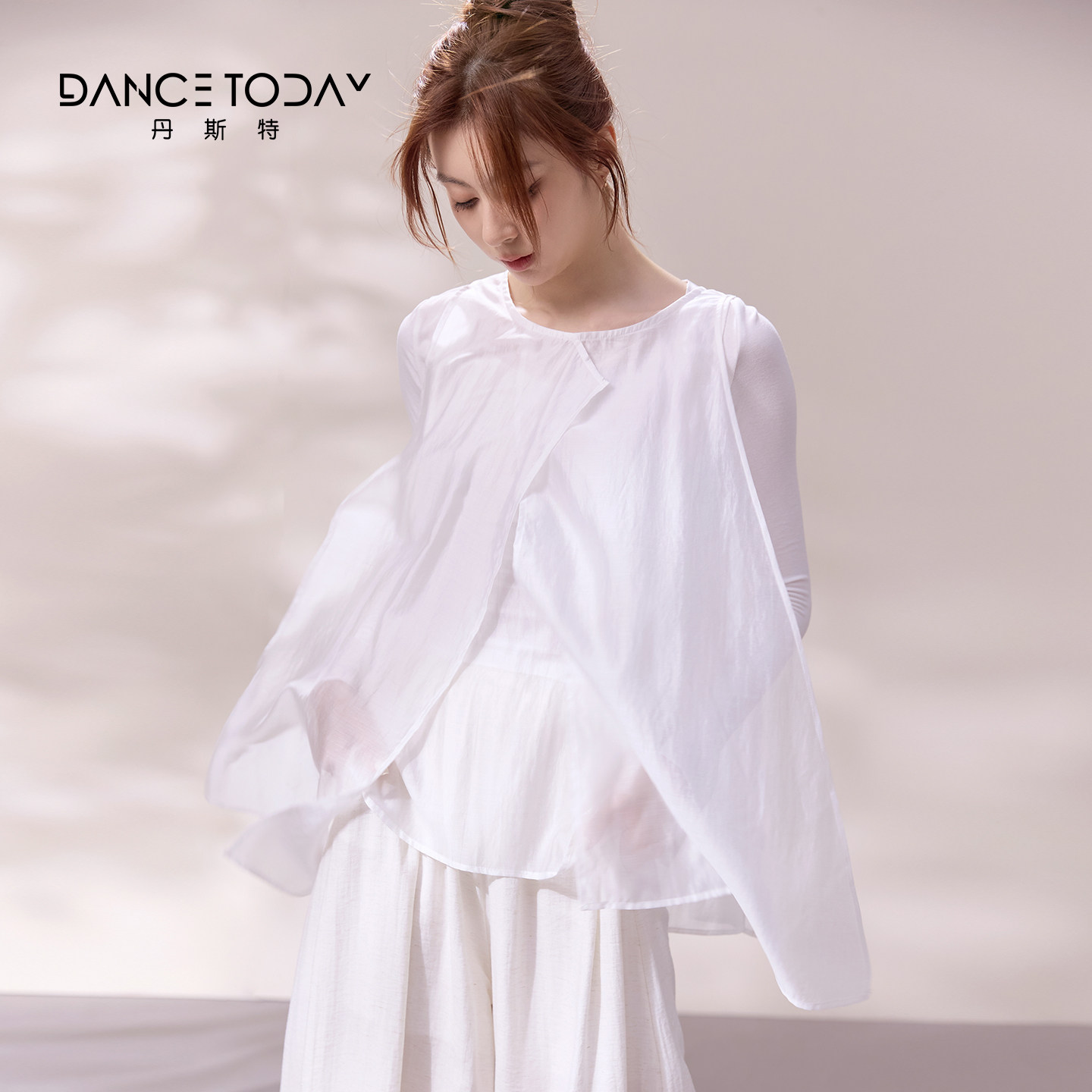 DanceToday现代舞练功服女古典舞飘逸白色长袖上衣艺术生跳舞蹈服
