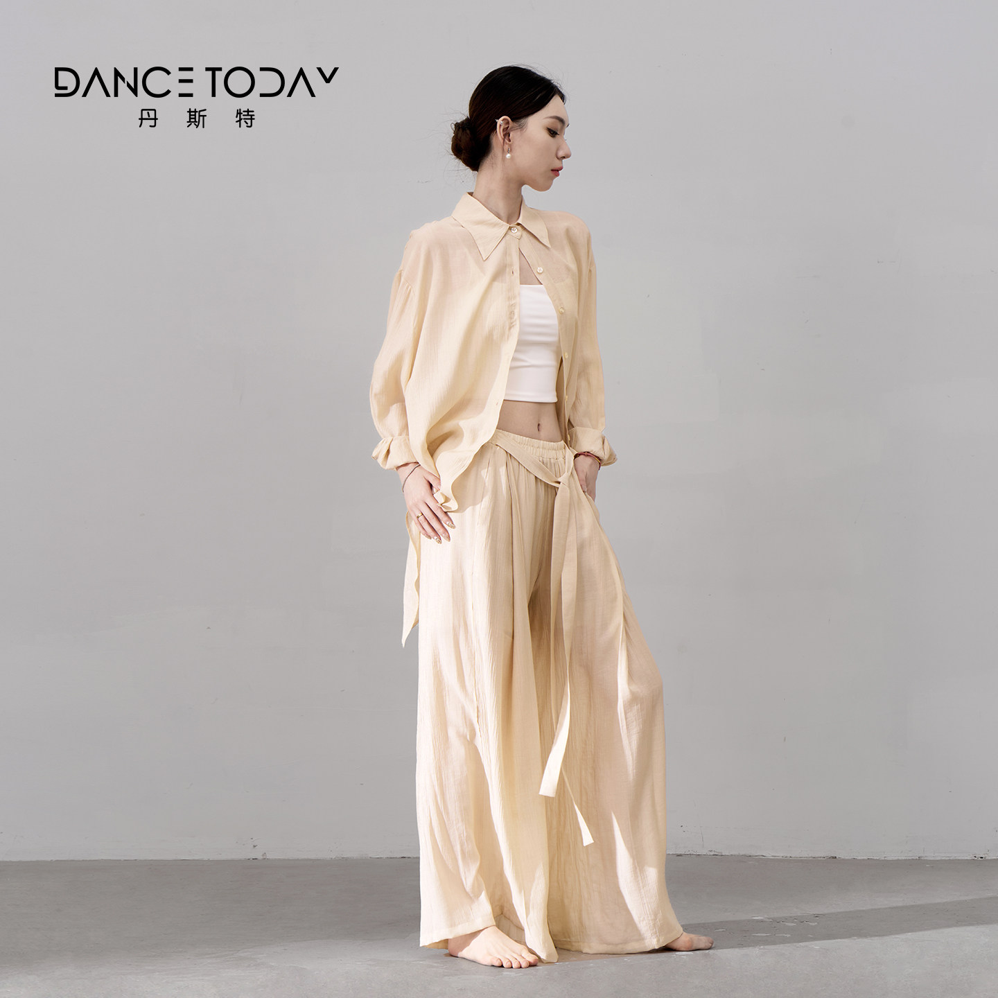 dancetoday现代舞蹈服套装女2026新款宽松长袖演出衬衫练功服上衣
