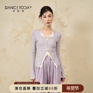 【清仓】dancetoday假两件针织衫女春季修身长袖上衣现代舞练功服