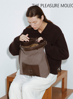 the pleasure molecule早春新款钥匙帆船松弛帆布拼皮大容量通勤