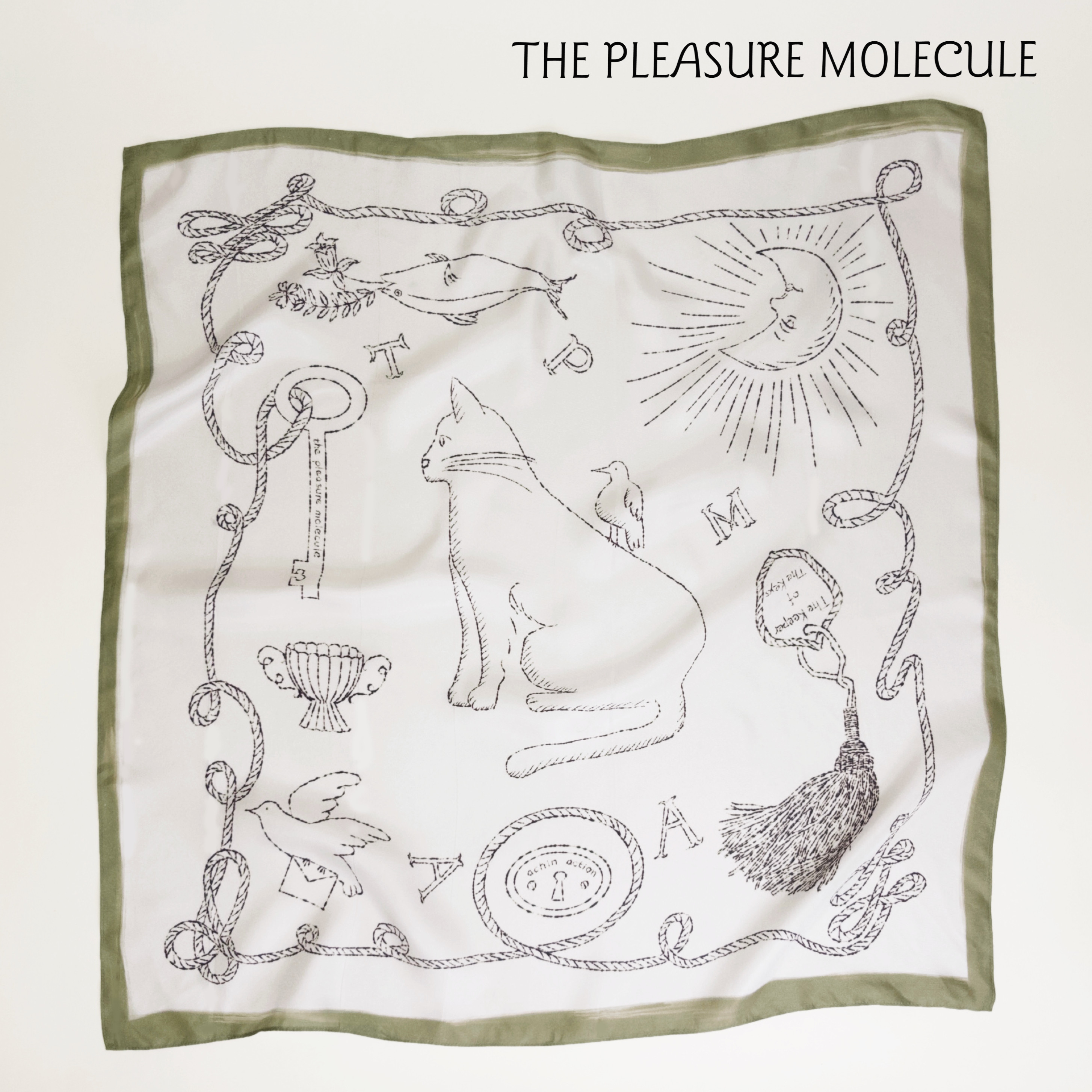 THE PLEASURE MOLECULE新品月夜寻宝图丝巾桑蚕丝系脖配饰礼物