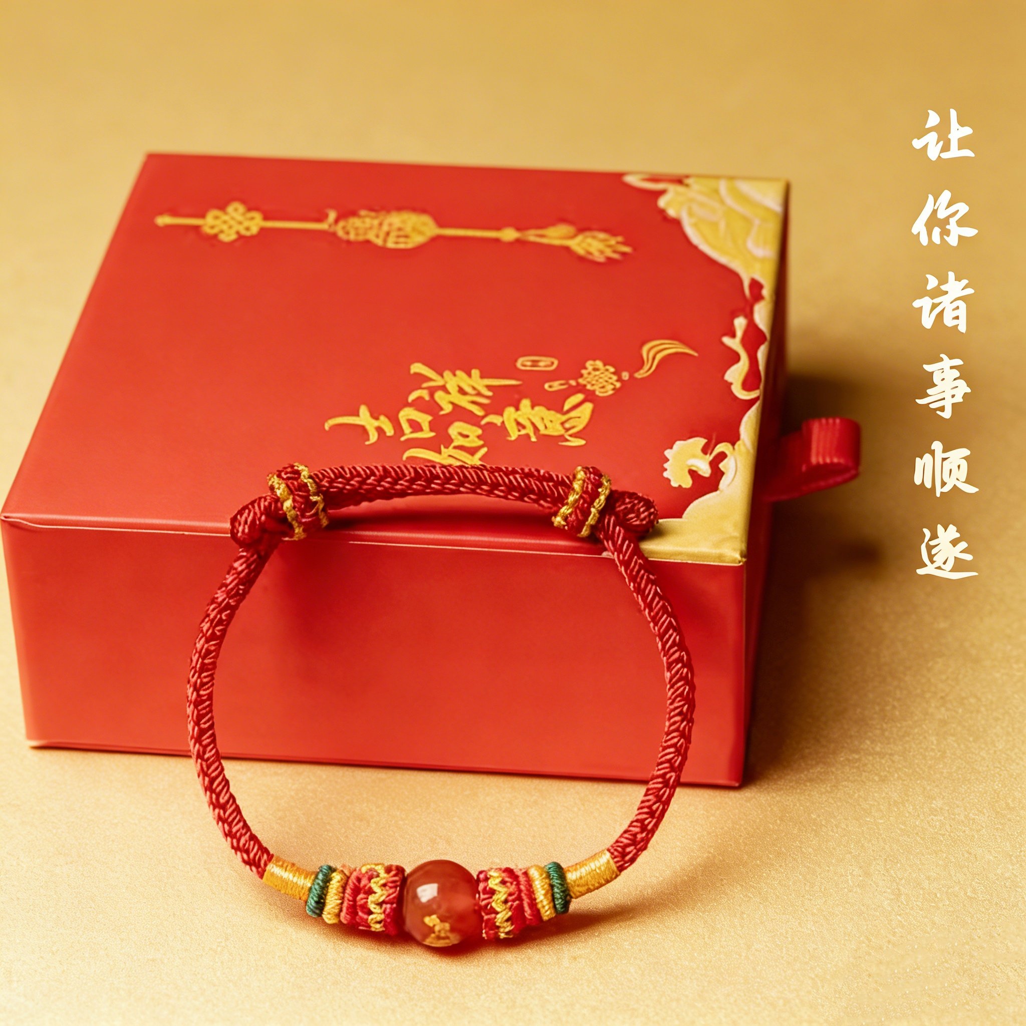 马年本命佛红绳玛瑙珠手链