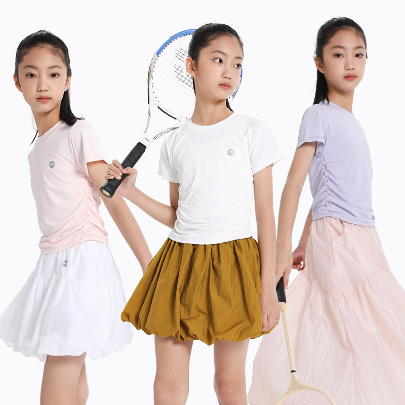 萌格格女童速干短袖T恤 儿童运动服健身服透气排湿夏凉感设计师款