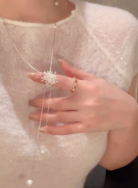 独特设计感烟花珍珠抽拉式项链女