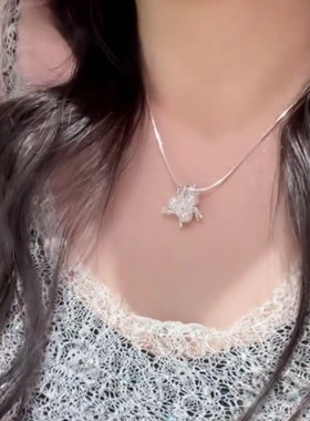 银色烟花吊坠珠珠项链锁骨链女