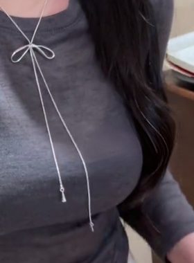 蝴蝶结流苏项链女轻奢时尚锁骨链