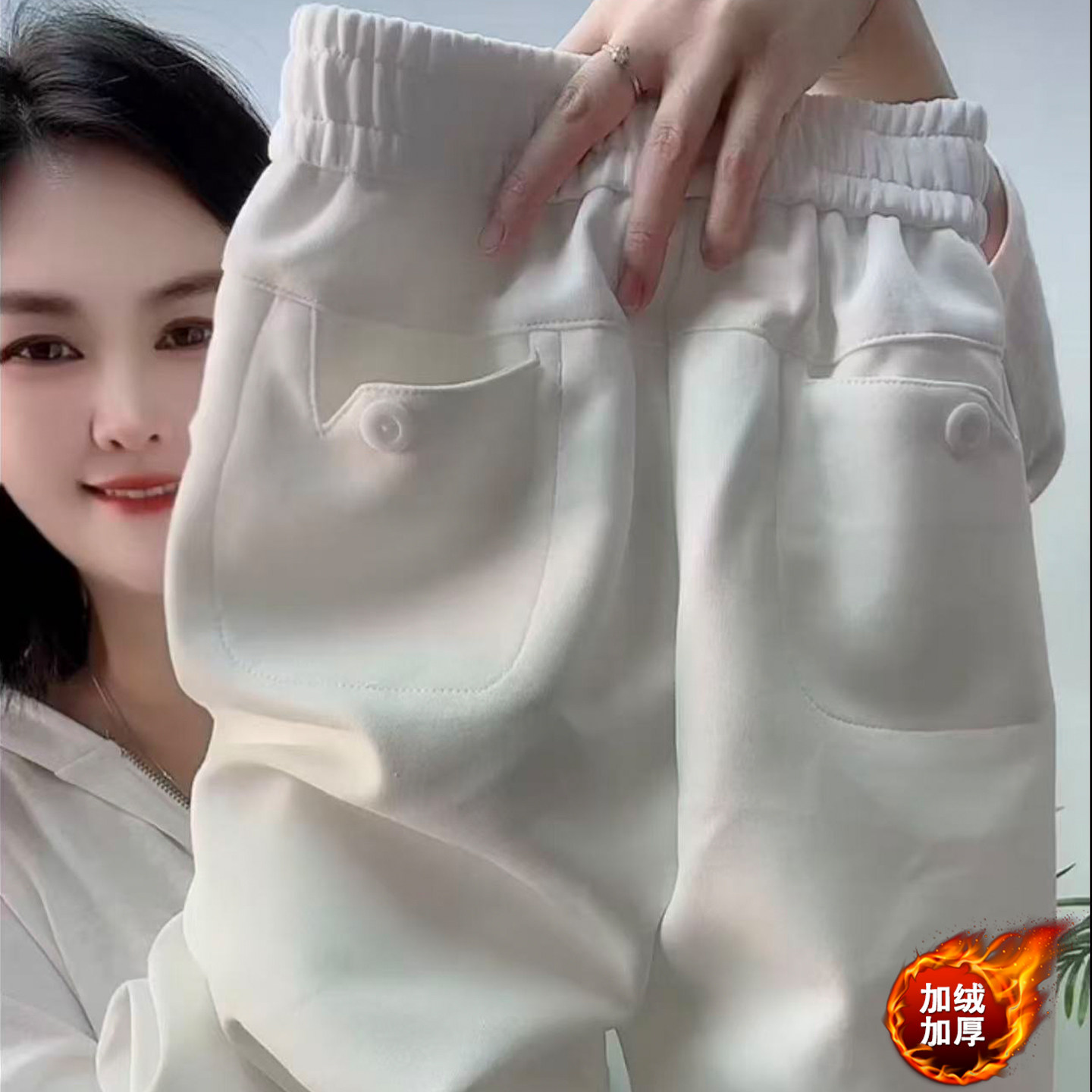 小个子冬季新款加绒加厚休闲裤女