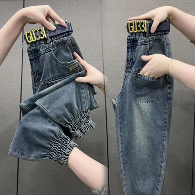 胖MM九分裤常规牛仔裤2024春季