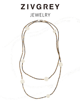 天然虎眼石贝母毛衣链