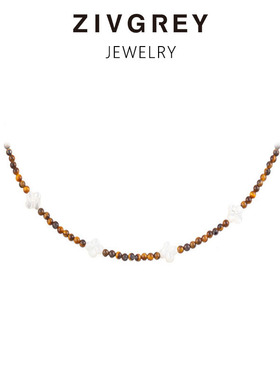 ZIVGREY虎眼石四叶草贝母项链