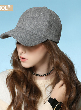 羊毛呢鸭舌帽子女士冬季韩版潮加绒加大保暖棒球帽百搭加深显脸小