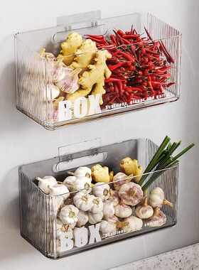 厨房壁挂式收纳盒调味料品葱姜蒜收纳省空间墙壁多功能置物架