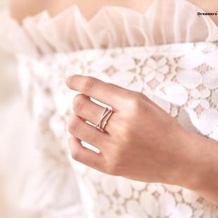 。女士食指戒指2024新款女小众设计粗胖手大号开口时尚高级感不掉