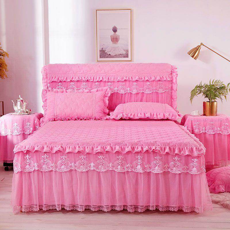 韩版公主蕾丝夹棉加厚床裙单件加棉防滑床罩保护套防尘罩裙式厂家,床上用品,床裙,淘宝优惠券,粉丝福利购,淘宝优惠卷