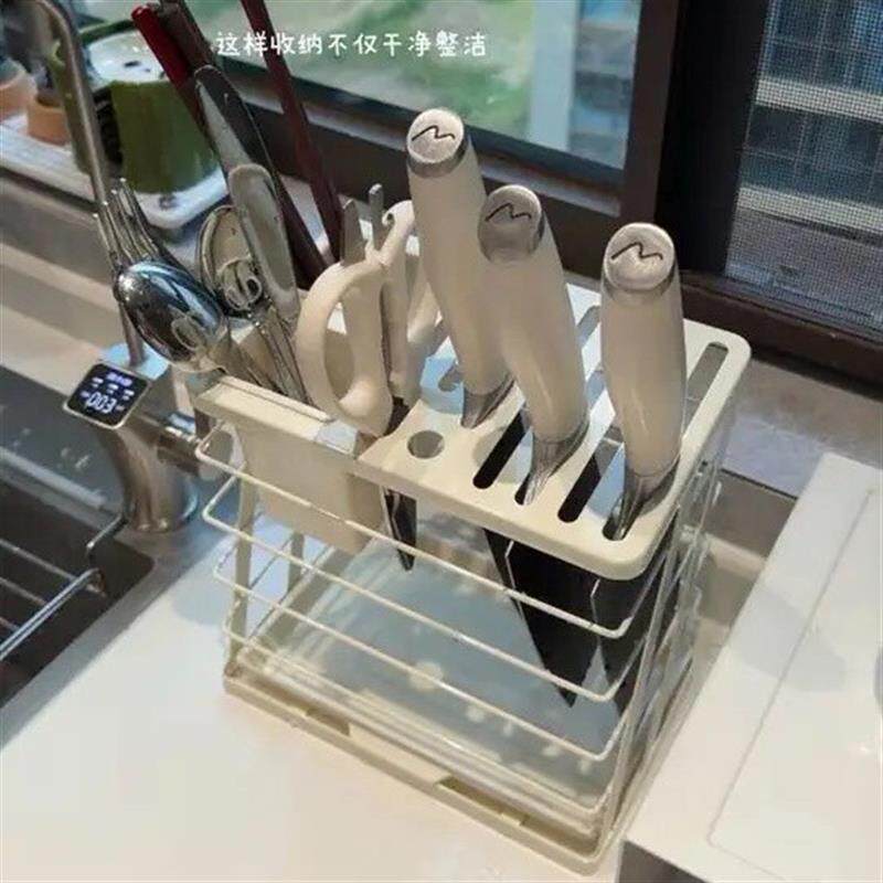 厨房置物架刀具收纳架厨房台面刀架餐具筷子筒一体架加厚碳钢厂家