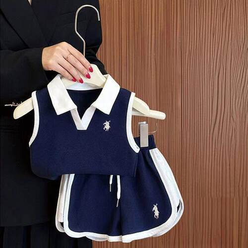女童套装夏季学院风2026新款儿童休闲洋气无袖背心短裤运动两厂家