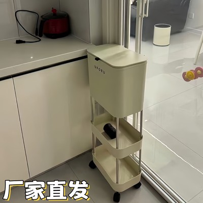 厨房垃圾桶家用新款加高可移动轮免弯腰专用高脚大号大容量卫生桶