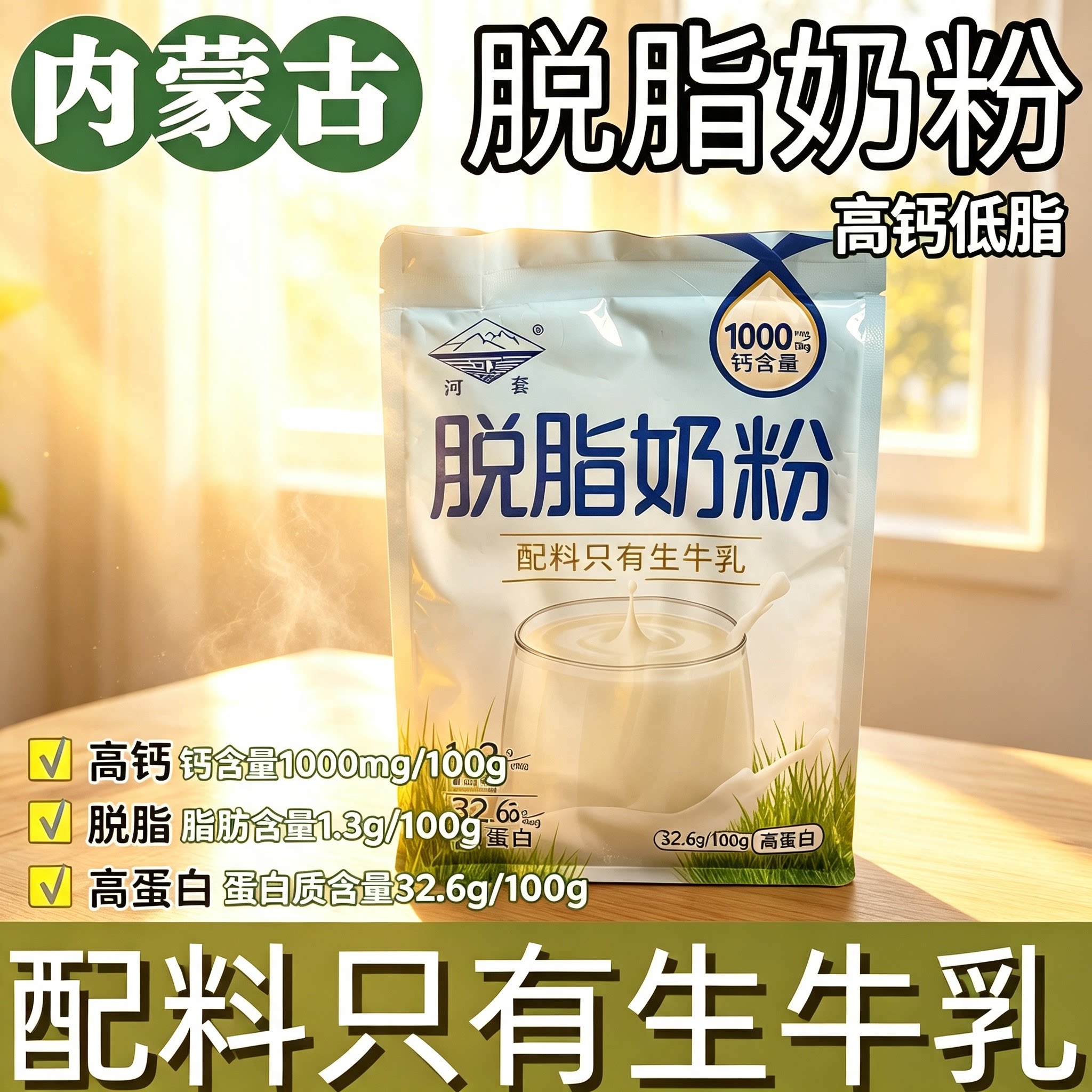 脱脂奶粉无糖0脂肪独立包装官方营养低卡速溶中老年温水学生女士
