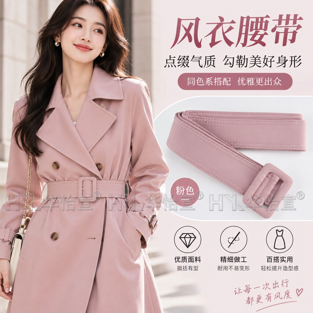 粉色风衣腰带女款大衣外套束带绑带2026新款加长收腰打结系带配件