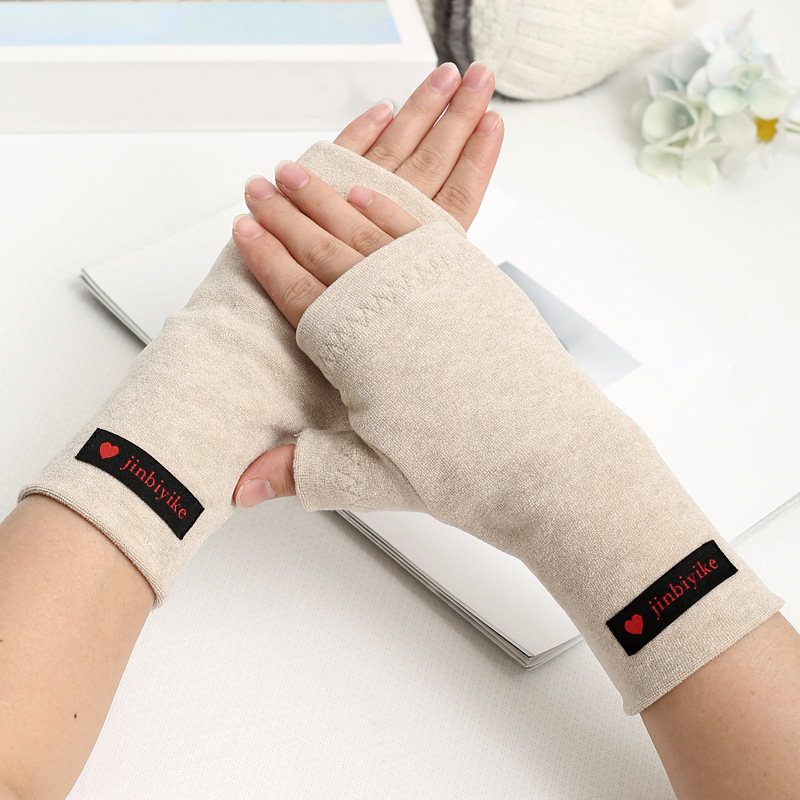 半指露手指手套女士冬季保暖露指