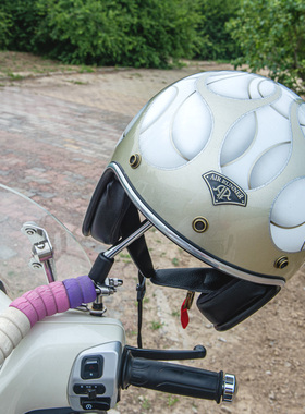 active region中国台湾AR3/4盔火焰纹摩托车头盔复古小盔体男女