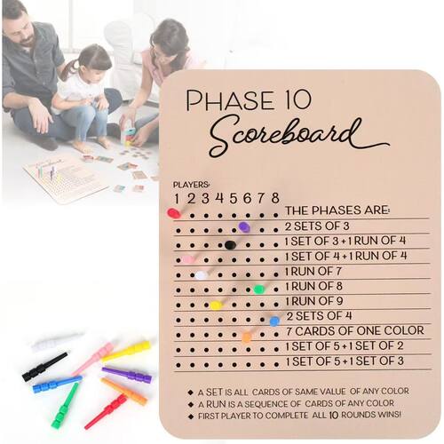 爆款Phase10ScoreBoard木质计分板回合追踪器棋盘派对桌游