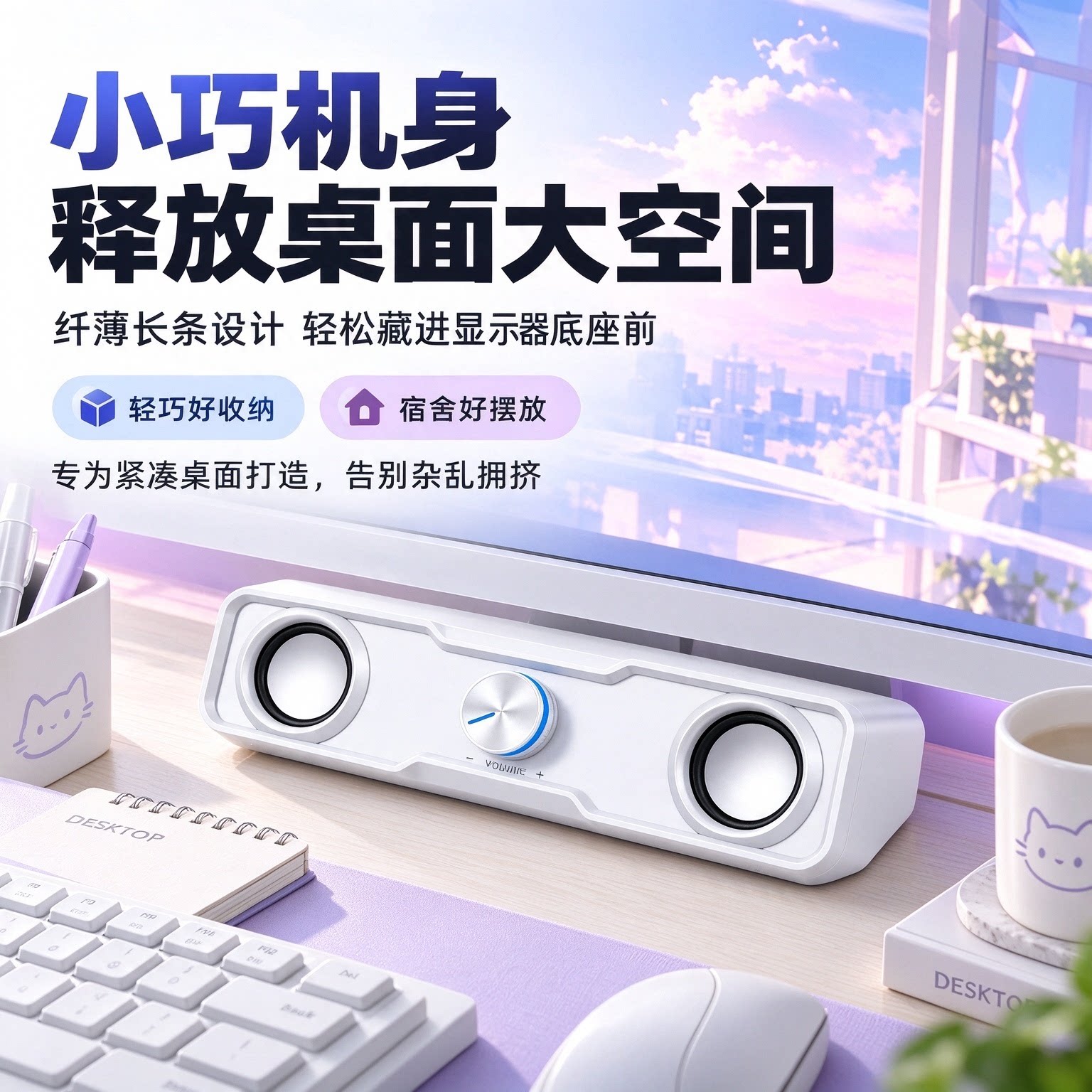 电脑音响台式机家用桌面小音箱低音炮USB有线笔记本外接小巧便携