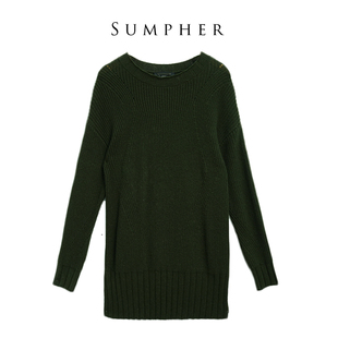 卡利亚某里品牌撤柜折扣高端时尚气质百搭军绿色毛衣A44-M0199