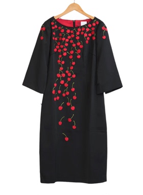 【六L】A3品牌折扣女装高端洋气百搭气质礼服黑色连衣裙-16019