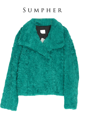 卡利亚某里品牌撤柜折扣高端时尚气质百搭绿色大衣A44-0004