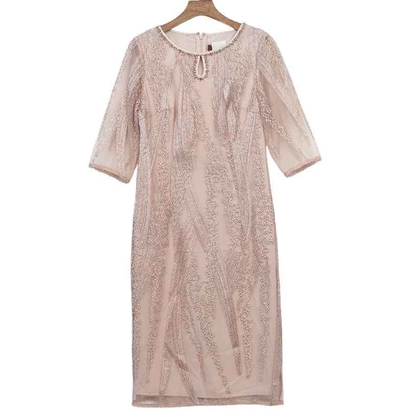 mt姿精选品牌女装高端时尚气质百搭粉色连衣裙慕天姿a1-16371