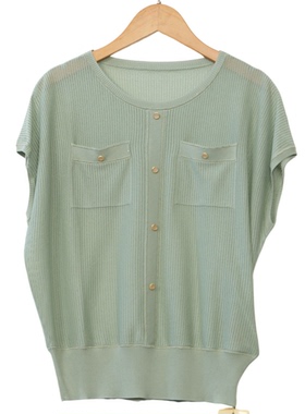 L牌精选品牌女装高端休闲时尚气质百搭女绿色针织衫睐A2-29219