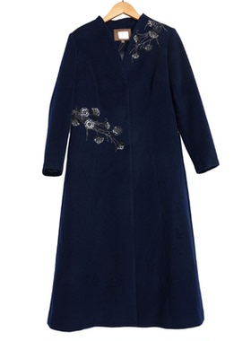 慕天姿精选品牌女装高端时尚气质百搭藏青色大衣慕天姿A4-33338