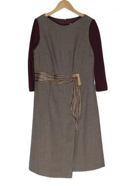 L牌精选品牌女装高端休闲时尚气质百搭女紫条纹连衣裙睐A3-15578