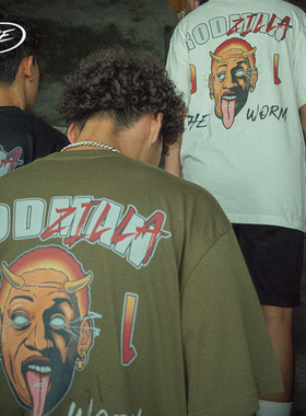 NICEID RODMAN恶搞头像T恤 美式街头运动纯棉宽松小领口短袖男女