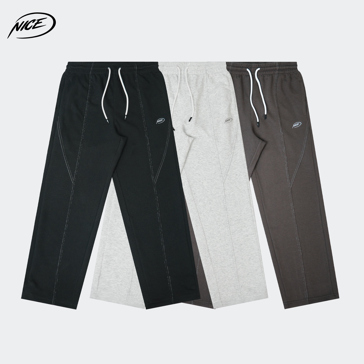 NICEID NICE运动裤男春秋款宽松直筒长裤刺绣LOGO篮球训练裤