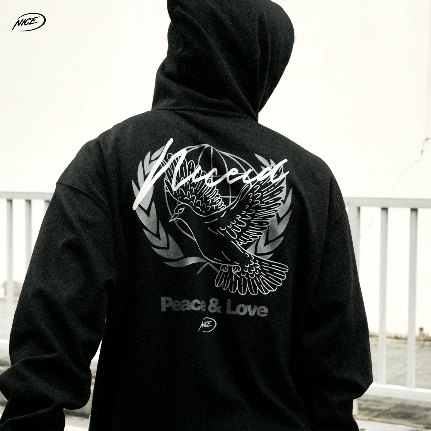 NICEID NICE和平鸽运动卫衣牛奶丝男女春秋休闲宽松连帽套头
