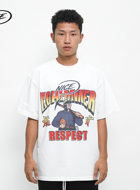 NICEID RESPECT煤矿工人短袖 美式街头圆领运动T恤宽松小领口男女
