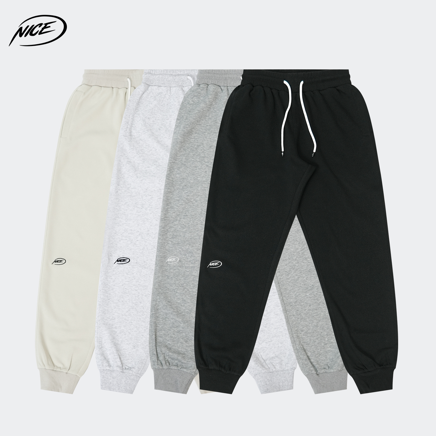 NICEID NICE 运动裤春秋宽松直筒束脚长裤刺绣LOGO篮球训练裤