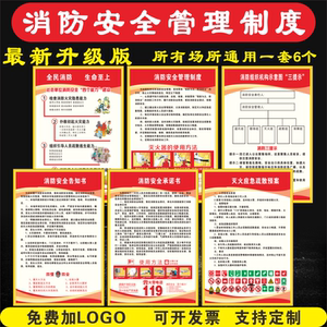 新版消防安全管理制度牌四个能力三提示消防应急预案告知书承诺书警示牌上墙制度贴纸宾馆组织架构图标识牌