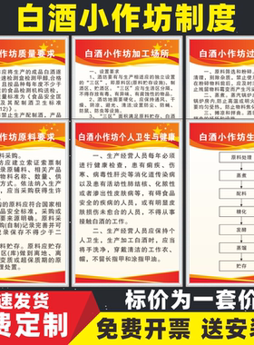 白酒小作坊制度一套6张包边