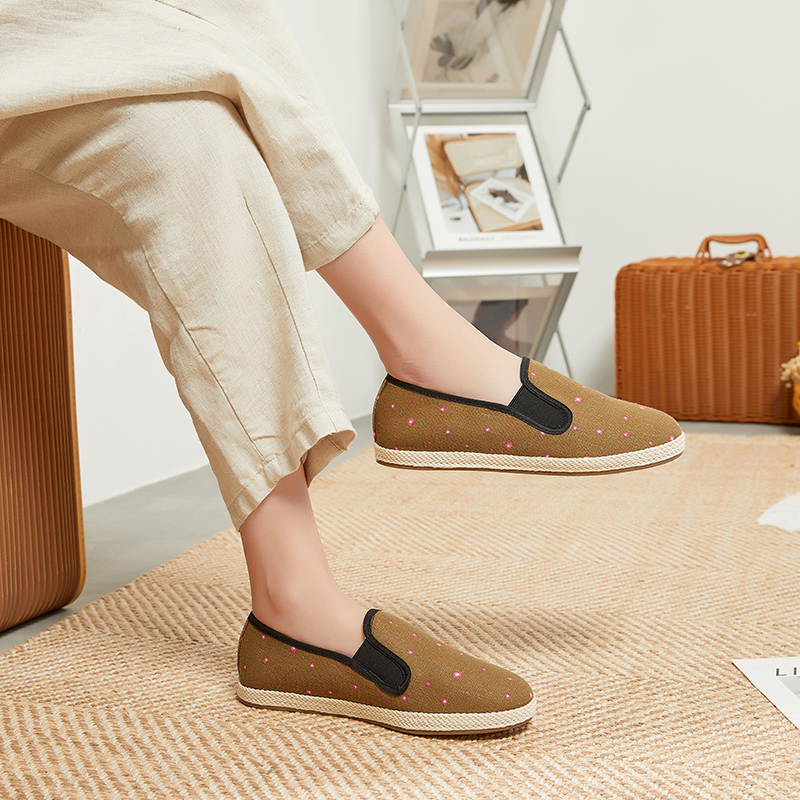 布语堂本草布鞋女春季新款百搭平底休闲单鞋老北京手工中国风女鞋