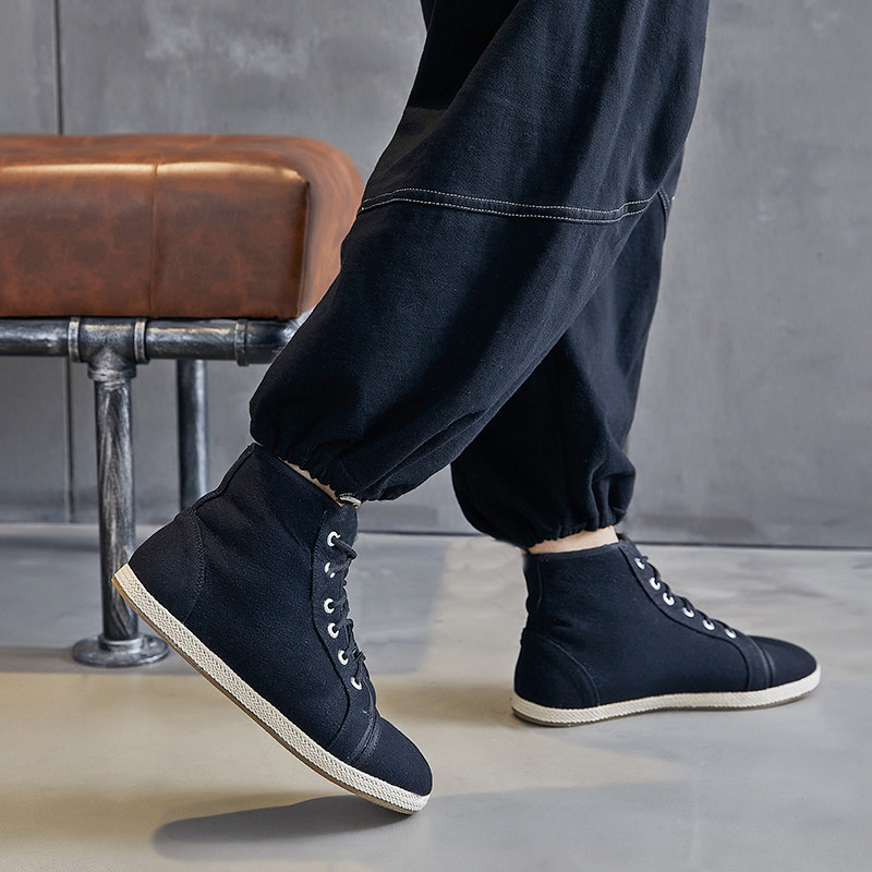 布语堂本草布鞋男士冬季加绒保暖老北京手工缝制黑色高帮系带棉鞋,流行男鞋,布鞋,淘宝优惠券,粉丝福利购,淘宝优惠卷