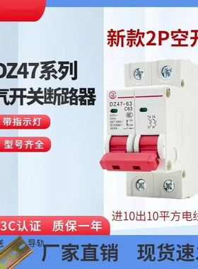 正品行货空气开关断路器DZ47C45 2P一火一零短路过载断电保护器